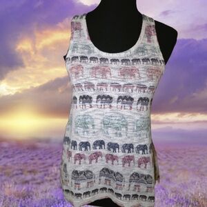 Ginger G Multicolor Elephant Print Tank Top